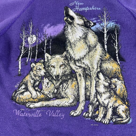 VTG 90s/80s Nature Sweatshirt Toddlers 6 Purple Faded Wolf Pack Crewneck - Picture 4 of 15